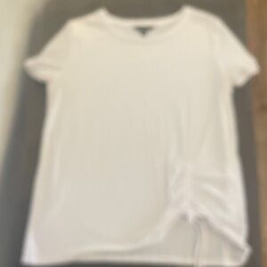 Simply Vera Vera Wang White Short-Sleeve Ruched Side Tee